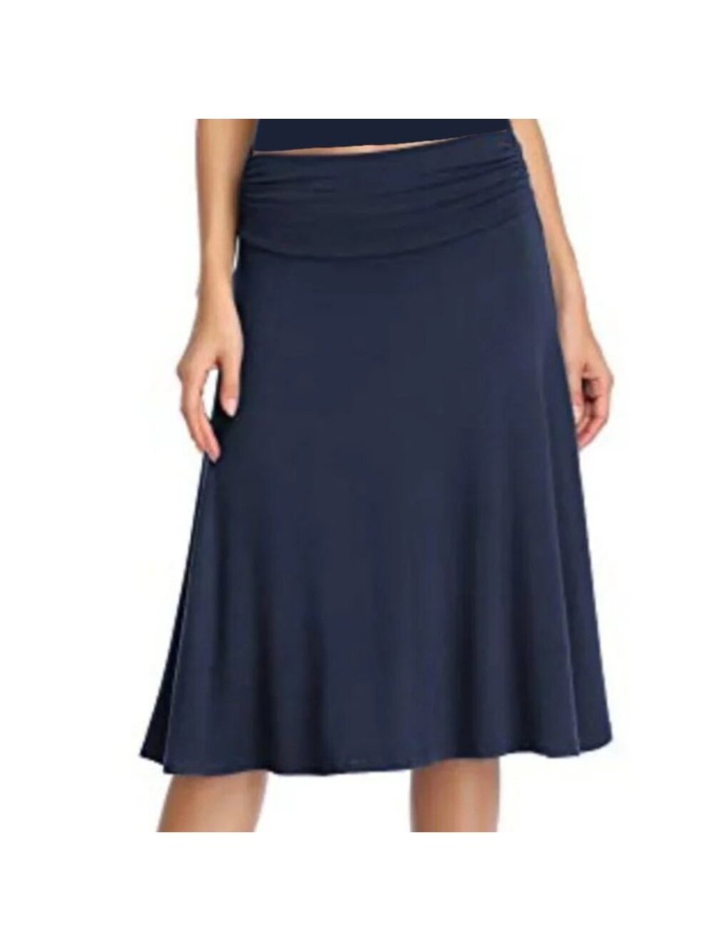 OGL Move Flowy Side Ruched A-Line Midi Skirt Midnight Navy Size Small NWT
